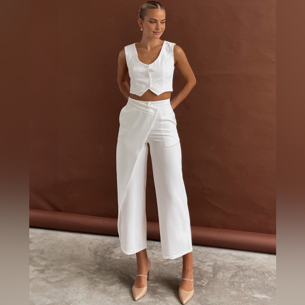 Solid Asymmetrical Straight Leg Pants Set, size XL, NWT
